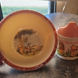 Winnie the Pooh Ceramic Baby Bowl & Cup Set Vintage